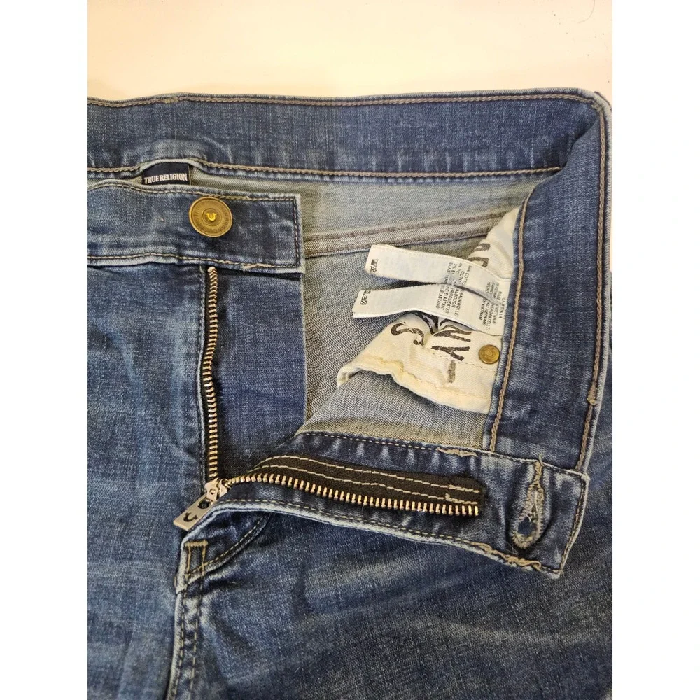 True Religion Rocco Moto Rocker Jeans Men Dark‎ Wash Slim Fit Size 31